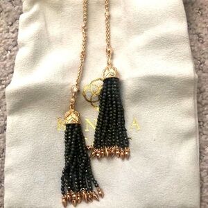 Kendra Scott Monique Lariat rose gold pyrite beads necklace